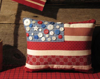 Americana Red White and Blue Pillow, Stripes and Stars, Summer