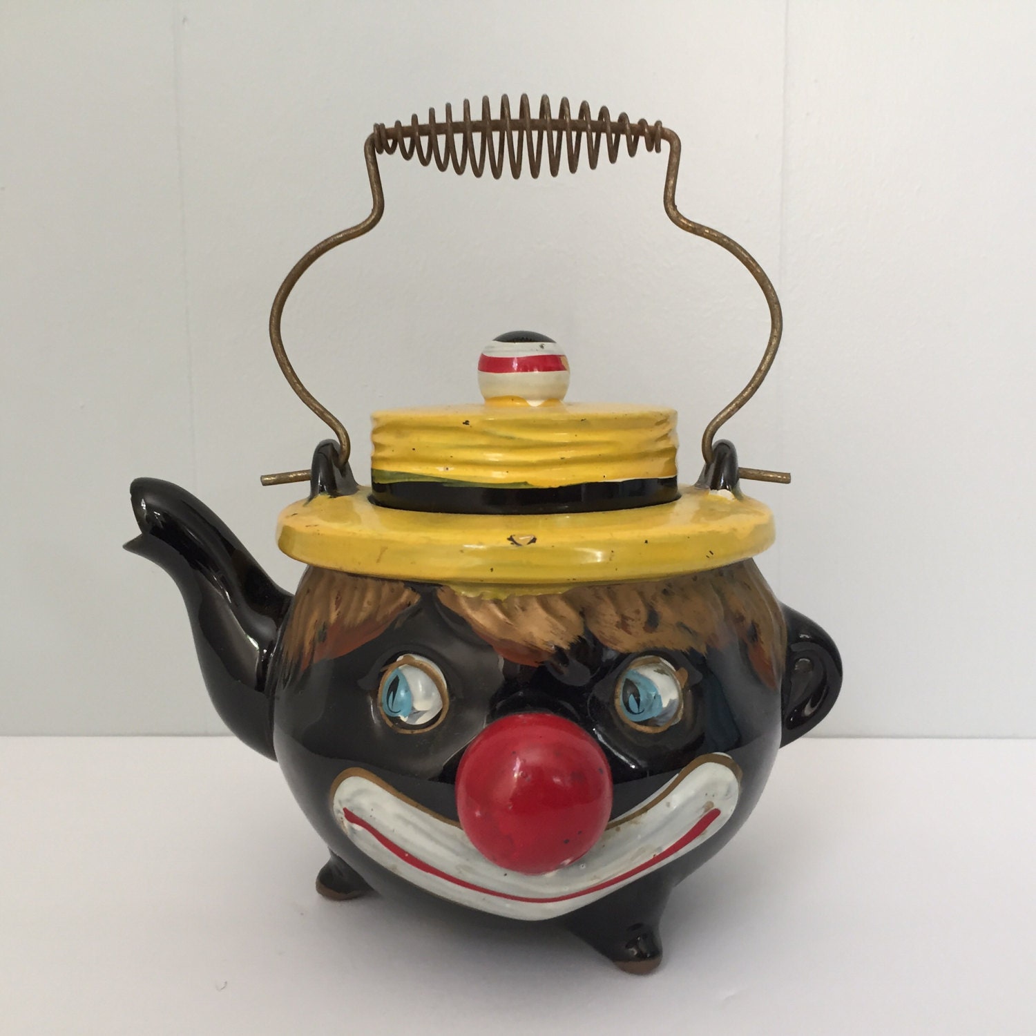 Vintage Black Americana Teapot. 1940s. Japan. Thames Clown.