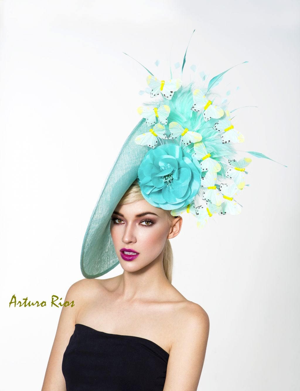 Aqua derby hat Kentucky derby fascinator derby hatinator