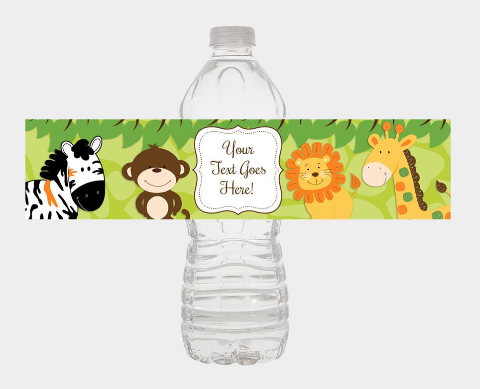 jungle safari water bottle labels jungle boy baby shower