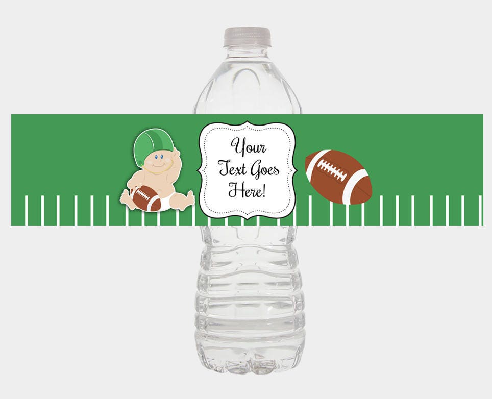 Football Water Bottle Labels / Boy Baby Shower or Birthday