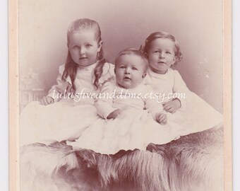 Vintage Cabinet Photo of 3 Darling Children - Hubbard, Iowa