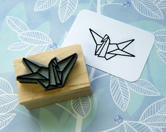 Origami Crane Japanese Rubber Stamp - Japan Rubber Stamp - Papercraft - Paper Folding - Bird Stamper - Wedding Stationery - Paper Crane