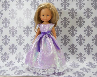 13 inch doll clothes made to fit dolls such as Corolle Les Cheries doll clothes, Lavender Purple Fancy Princess Dress, 04-2016