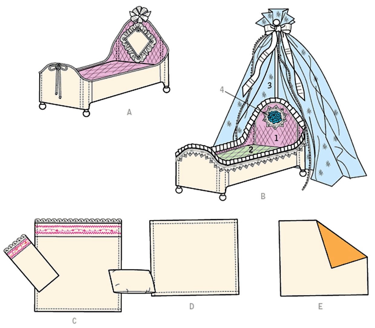 18 inch Doll Bed Pattern, 18 inch Doll Bedding Pattern, McCall's Sewing