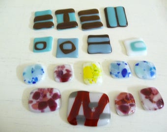 Fused Glass Cabochons Mixed Lot of 17