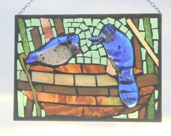 Blue Jay- Stained Glass SunCatcher or wall Decoration