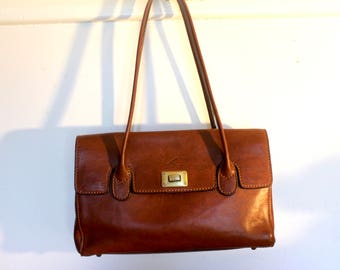 Christina Rui Leather Satchel Handbag - Small Briefcase Vintage Purse