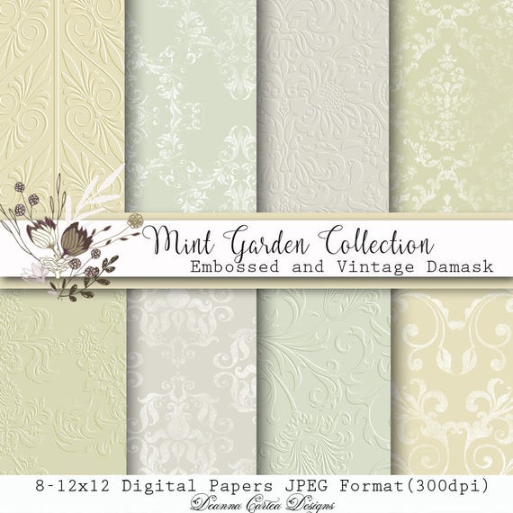 Embossed Digital Paper Damask Digital Paper Vintage