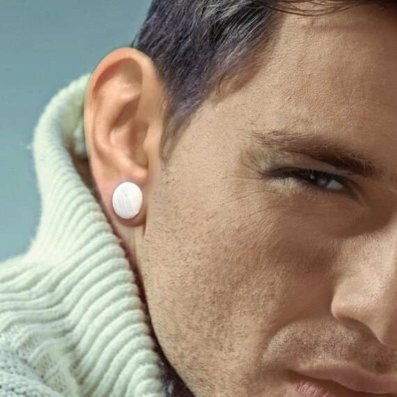 Silver spheroid stud earrings fake plug earrings extra large