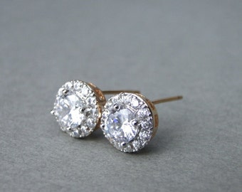 Last Pair Jewelry / White Topaz Studs / 18k Gold Filled Studs / Stunning Gemstone Studs / Topaz Earrings / Studs / Holiday Gift