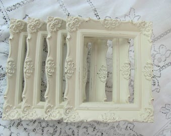 Ornate Picture Frame Set, Antique White Vintage Picture Frames, Shabby Chic Nursery or Wedding Frames