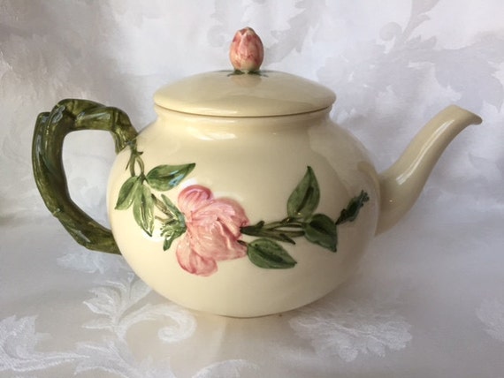 Vintage Franciscan Ware Desert Rose Teapot 1940s Made in California Stamp Ceramics Pottery Earthenware Stoneware with Lid