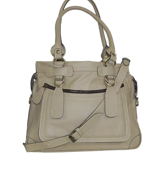 Light Beige Soft Genuine Leather Bag Cross-body purse Handbag