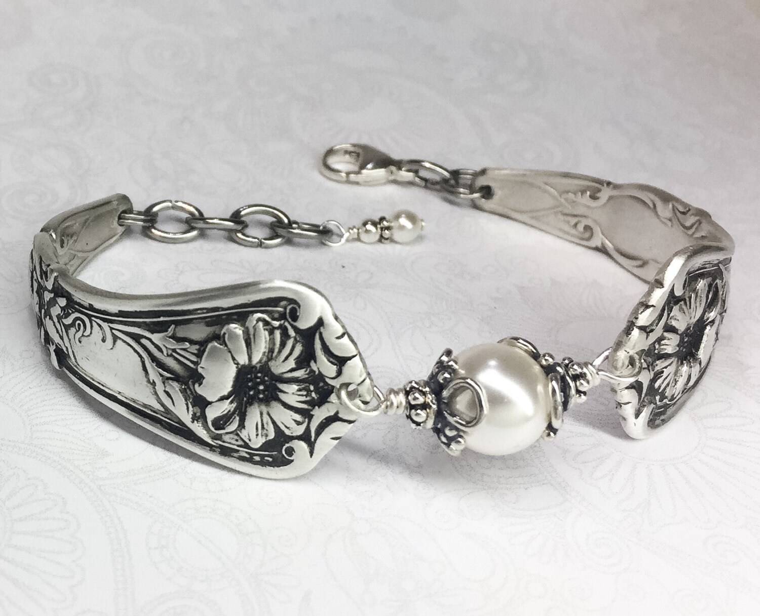 Antique Spoon Bracelet Spoon Jewelry White by SpoonfestJewelry