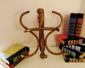 Vintage Brass Coat and Hat Rack, Wall Mount Six Hook Rack, Farmhouse Chic, Mud Room Decor