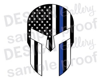 American Flag Gladiator - JPG SVG DXF - Thin Blue Line Mask Skull Helmet Law Enforcement Police Sheriff Printable Digital Iron On