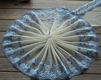 thumbnail image 2 of Floral Flower Embroidered Lace Trim, Shabby Chic Lace, Doll Trim, Scrapbooking Junk Journal Supply 2 of 13