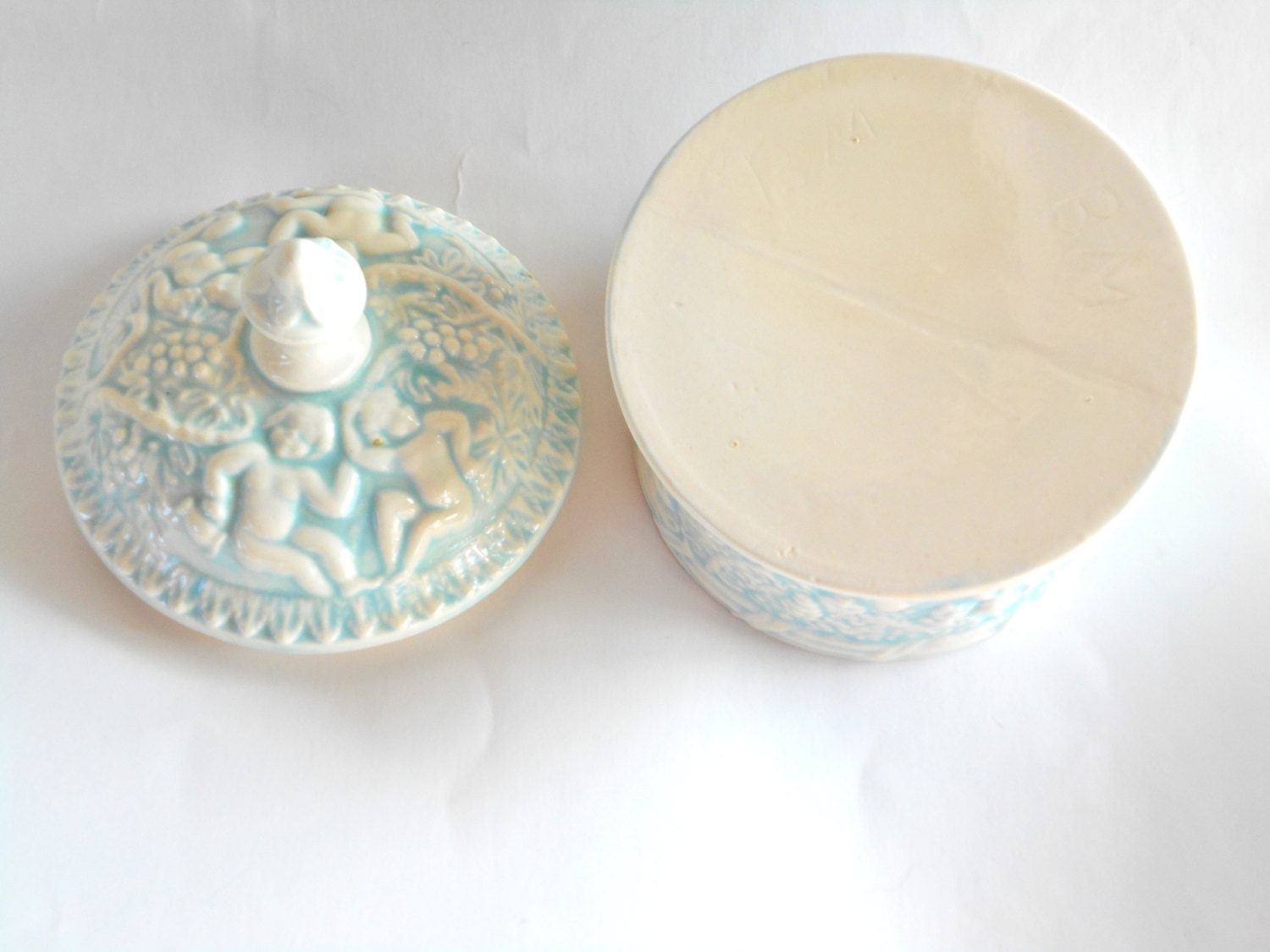 Ceramic jewelry trinket box with lid nymph's and