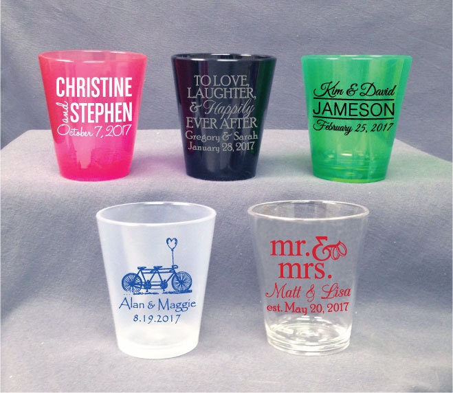 200 Personalized Plastic Shot Glasses Wedding Favors Custom