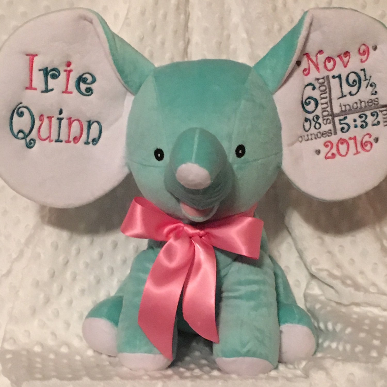 monogrammed stuffed elephant