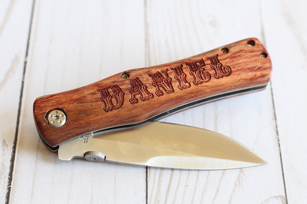 Laser Engraved Knife Pocket Knife Gifts For Him Full Size