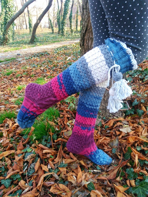 FREE SHIPPING High Knee Socks Knit High Socks Merino