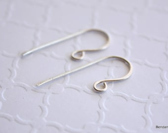 Sterling Silver Earwires, Handmade Ear Wires, Silver Earring Hooks, 20 Gauge