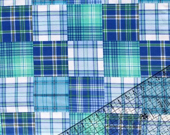 Madras Fabric, Plaid Fabric, Boy Plaid, Flannel BTY, Blue Plaid Fabric, Baby Nursery, Cotton Fabric, By The Yard