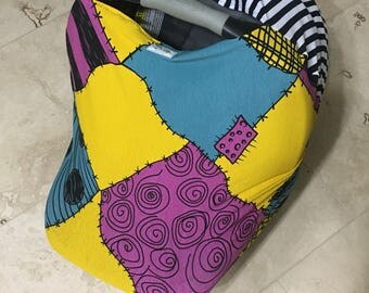 Nightmare before christmas baby stretchy car seat cover- carseat canopy cover- jack skellington- sally- tim burton baby, baby shower gift