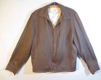 Vintage 1950's Rayon Gabardine Jacket // Pacific Trail, Zip Front // Chocolate Brown Gab Men's Jacket...38