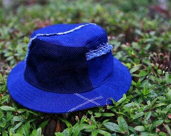 Indigo Patchwork Bucket Hat