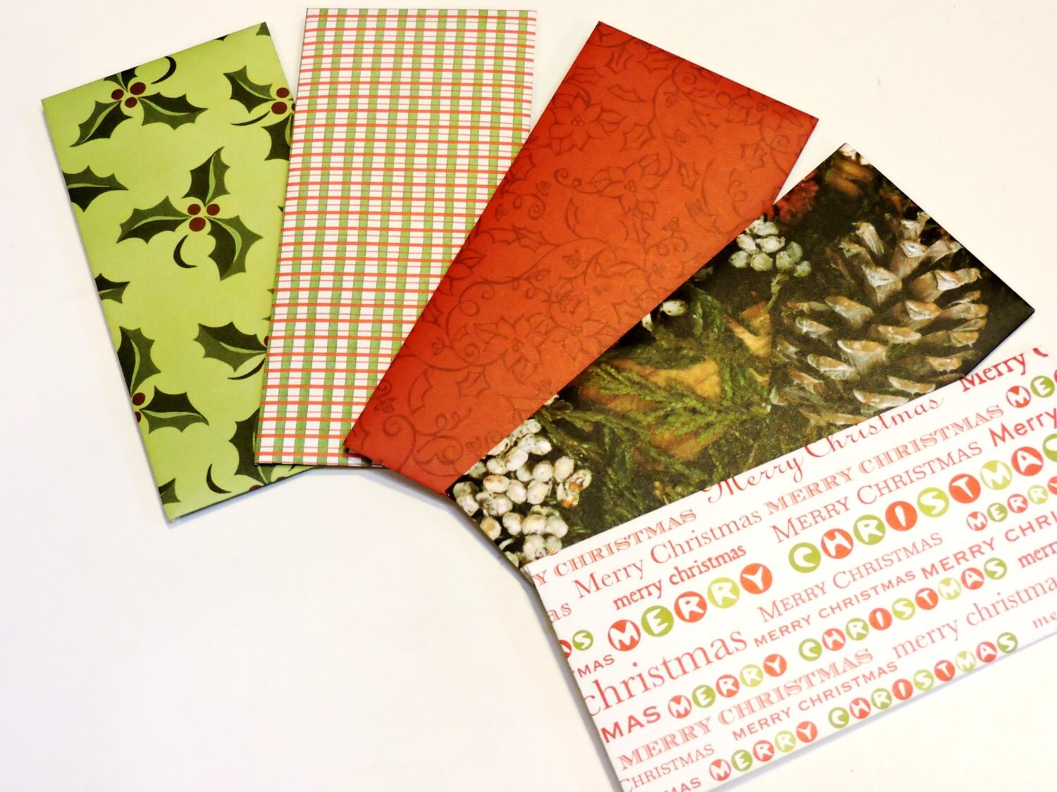 Merry Christmas Money Envelopes Decorative Red Green Holiday