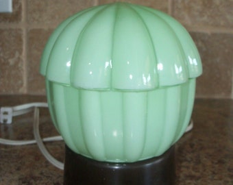 FREE USA Shipping-Vintage Jadeite Glass Ceiling Light Lamp Jadite-Works Art Deco