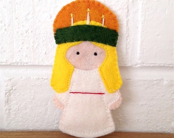 Saint Lucia Lucy - Catholic Saint Toy - Finger Puppet- Ornament