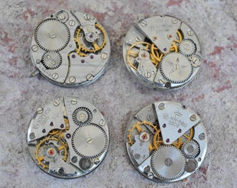 0.9 inch Set of 4 vintage wrist watch movements.