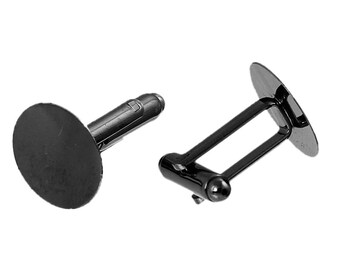 10 Cuff Links - Gunmetal - 15mm Glue Pads - COPPER Material - 24x15mm - Ships IMMEDIATELY from California - A532a