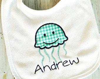 Preppy and Personalized Jellyfish Bib