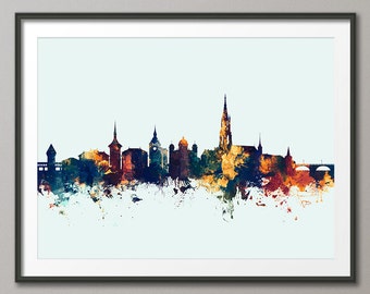 Bern Skyline, Bern Switzerland Cityscape Art Print (2689)