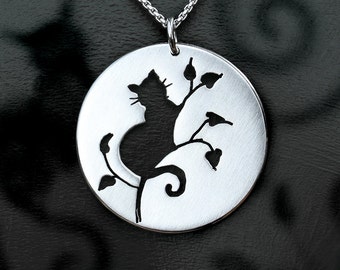 Cat Pendant, Silver Jewelry, Silver Pendant, Silver Jewellery, Cat Jewelry.