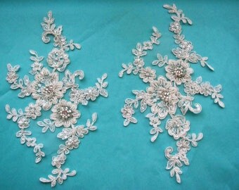 Bridal Lace Appliques, Wedding Appliques, Ivory Lace Applique, Bridal Accessories, Bridal Gown Embellishments, Wedding Veil Embellishment