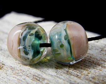 Handmade Lampwork Beads -Organic Nugget Earring Pairs ~Dreamy Peach ~Boho-Lampies