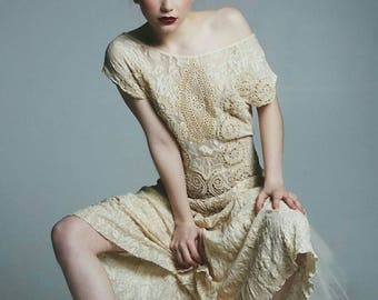 Antique, Vintage, Upcycled Bohemian, Fairy, Doily dress, wedding dress alternative wedding dress