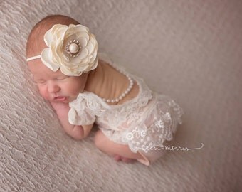 Newborn photo prop. Baby photo prop, Newborn romper, Baby romper, lace baby romper, newborn lace romper, baby romper set, newborn romper set