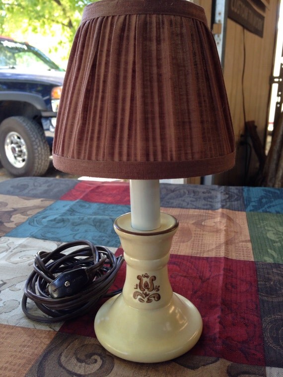 Pfaltzgraff VILLAGE CANDLE LAMP w/Shade by Pfaltzgraff c1970s