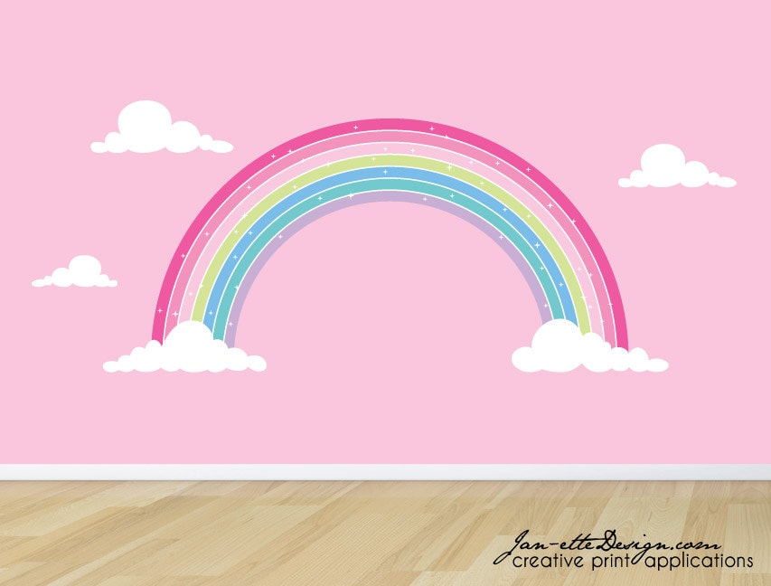 Rainbow Wall Decal Pink Rainbow Fabric Wall StickerGirls