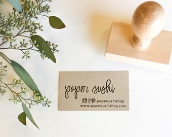 Business Card Stamp - Custom 2 3/4" Business Card or Etsy Shop Stamp for business cards and shop packaging - L0023