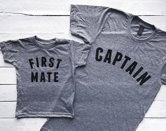 Captain & First Mate Matching Father Son Shirts • Graphic Tee for Dad and Son • Unique Matching Family Tops for Father's Day • FREE SHIPPING