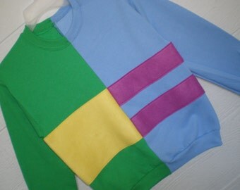 Half & half sweatshirt with FLEECE stripes, Undertale shirt, Frisk Chara sweatshirt, good bad costume, cosplay shirt, unisex adult sizes