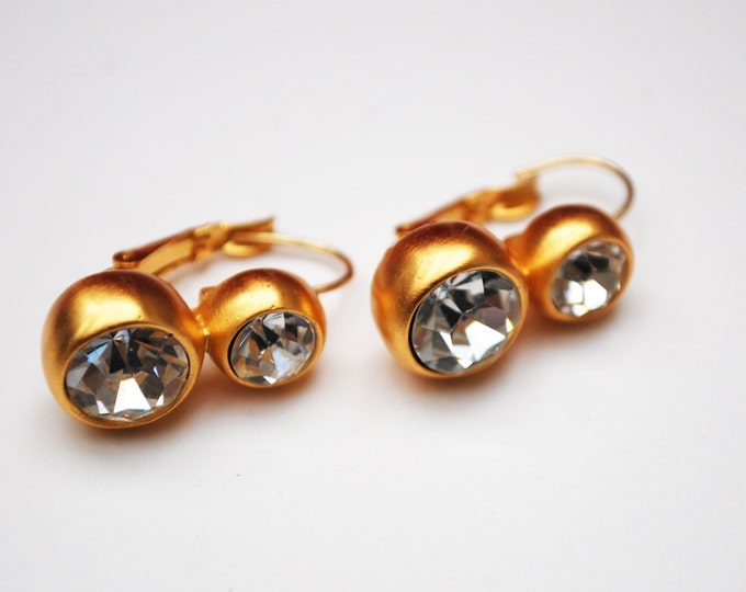 Anne Klein Crystal drop earrings - Yellow Gold - Rhinestone - Pierced earring - dangle